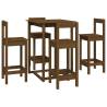 5 Piece Honey Brown Solid Wood Bar Set | Hipomarket