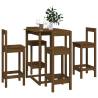 5 Piece Honey Brown Solid Wood Bar Set | Hipomarket