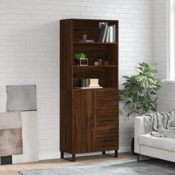 Stylish Highboard Brown Oak - 69.5x34x180 cm | HipoMarket