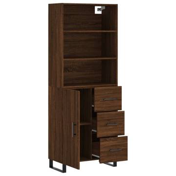 Stylish Highboard Brown Oak - 69.5x34x180 cm | HipoMarket