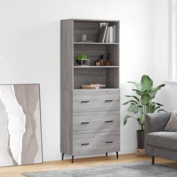 Stylish Highboard Grey Sonoma - Durable Engineered Wood