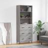 Highboard Grey Sonoma 69.5x34x180 cm Engineered Wood Colour grey sonoma Quantity in Package 1 Model 3 drawers 