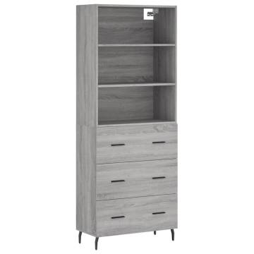 Stylish Highboard Grey Sonoma - Durable Engineered Wood