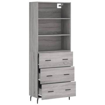 Stylish Highboard Grey Sonoma - Durable Engineered Wood