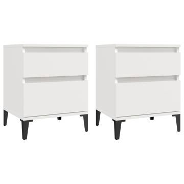 Stylish White Bedside Cabinets - 2 pcs | 40x35x50 cm