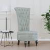 High Back Chair - Light Grey Velvet with Button Design | HipoMarket