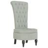 High Back Chair - Light Grey Velvet with Button Design | HipoMarket