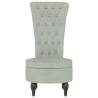 High Back Chair - Light Grey Velvet with Button Design | HipoMarket