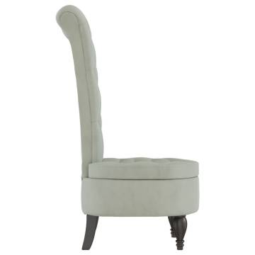 High Back Chair - Light Grey Velvet with Button Design | HipoMarket