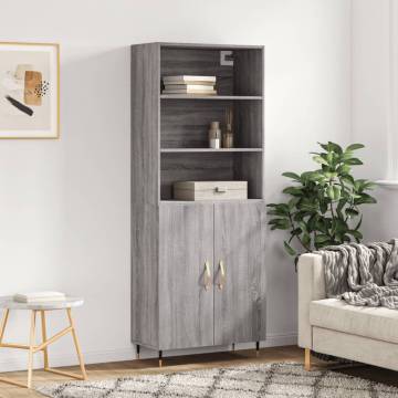 Stylish Highboard Grey Sonoma | 69.5x34x180 cm - Hipomarket