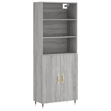 Stylish Highboard Grey Sonoma | 69.5x34x180 cm - Hipomarket