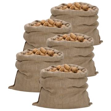 Jute Sacks 5 pcs - 100% Natural Jute 340 gsm | Hipomarket