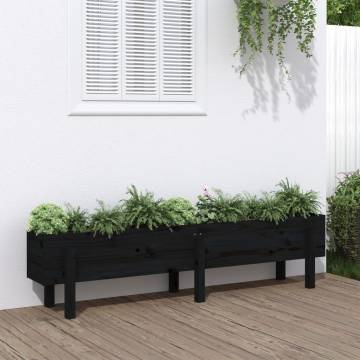 Garden Raised Bed Black 160x30x38 cm - Solid Pine Wood