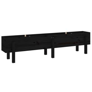 Garden Raised Bed Black 160x30x38 cm - Solid Pine Wood