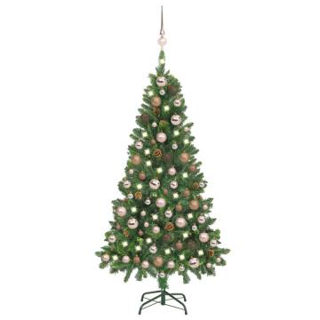 Artificial Pre-lit Christmas Tree with Ball Set & Pine Cones - 150 cm