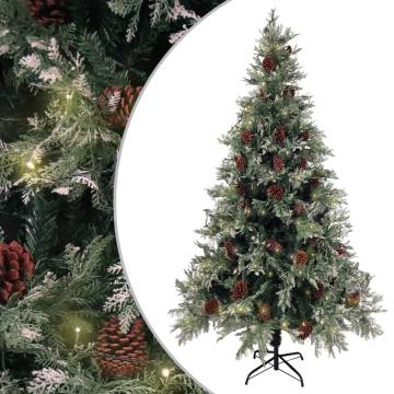 Pre-lit Christmas Tree with Pine Cones - 195 cm Green & White