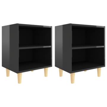 Stylish High Gloss Black Bed Cabinets - 2 pcs | Hipomarket