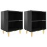 Stylish High Gloss Black Bed Cabinets - 2 pcs | Hipomarket