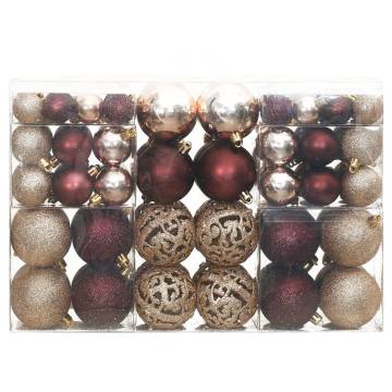 100 pcs Champagne & Brown Christmas Baubles - Shatterproof Decor