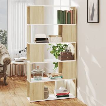 Book Cabinet Room Divider - White & Sonoma Oak 80x24x155 cm