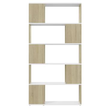 Book Cabinet Room Divider - White & Sonoma Oak 80x24x155 cm