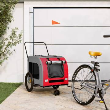 Pet Bike Trailer - Durable Red & Grey Oxford Fabric