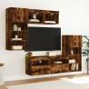 5 Piece LED TV Wall Units in Smoked Oak - Modern Storage Solution