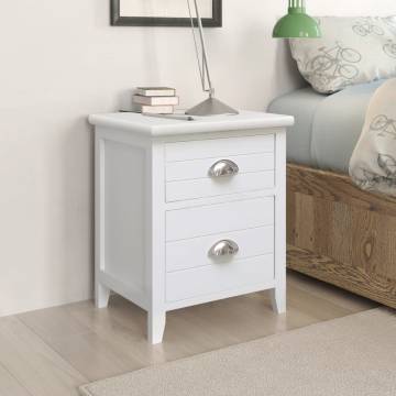 Elegant White Nightstands - Set of 2 with Drawers