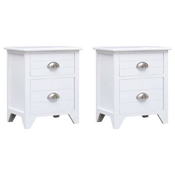 Elegant White Nightstands - Set of 2 with Drawers