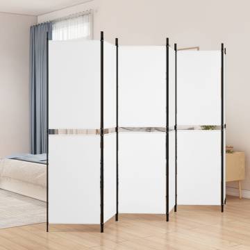 6-Panel White Room Divider - 300x180 cm Fabric | Hipo Market