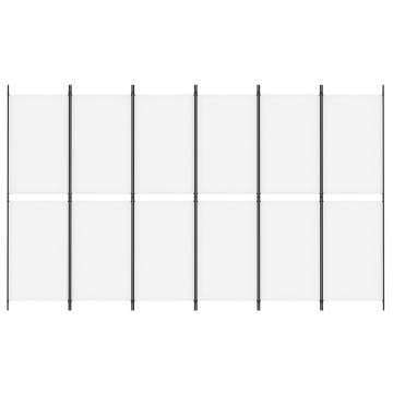 6-Panel White Room Divider - 300x180 cm Fabric | Hipo Market