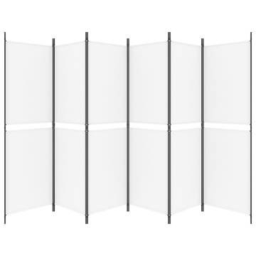 6-Panel White Room Divider - 300x180 cm Fabric | Hipo Market