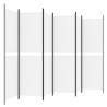 6-Panel White Room Divider - 300x180 cm Fabric | Hipo Market