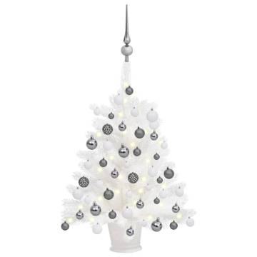 Pre-lit White Christmas Tree with Ball Set - 65 cm | HipoMarket