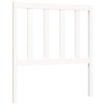 White Single Solid Wood Bed Frame with Headboard | HipoMarket