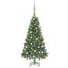 Artificial Pre-lit Christmas Tree with Ball Set Pine Cones 150 cm Colour green and grey Size 150 x 89 cm Quantity in Package 1 Number of Branch Tips 