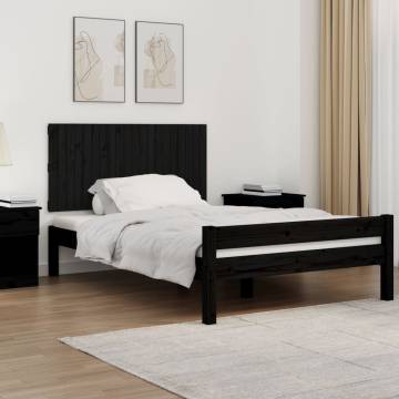 Elegant Black Wall Headboard 127.5x3x60 cm Solid Pine Wood