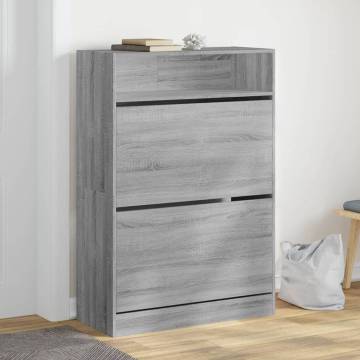 Shoe Cabinet with 2 Flip-Drawers Grey Sonoma | Hipomarket