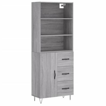 Stylish Highboard Grey Sonoma - 69.5x34x180 cm | HipoMarket