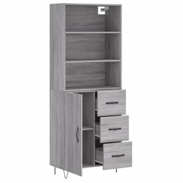 Stylish Highboard Grey Sonoma - 69.5x34x180 cm | HipoMarket