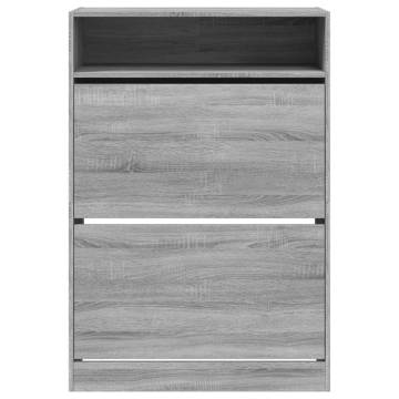 Shoe Cabinet with 2 Flip-Drawers Grey Sonoma | Hipomarket