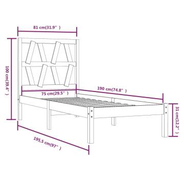 Honey Brown Solid Wood Pine Bed Frame 75x190cm - Small Single