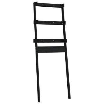 Stylish Black Toilet Rack - Solid Pine Wood 63.5x32x179 cm