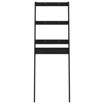 Stylish Black Toilet Rack - Solid Pine Wood 63.5x32x179 cm