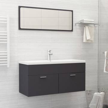 Stylish Grey Engineered Wood Bathroom Furniture Set