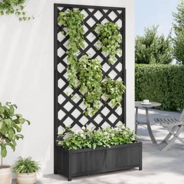 Black Solid Wood Fir Planter with Trellis | HipoMarket UK