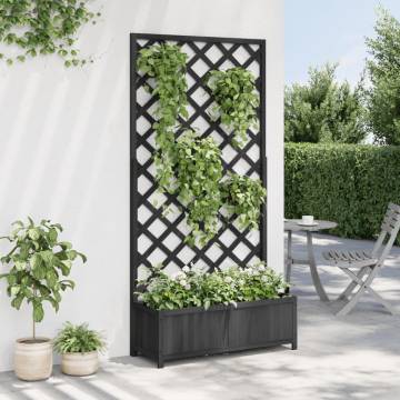 Black Solid Wood Fir Planter with Trellis | HipoMarket UK