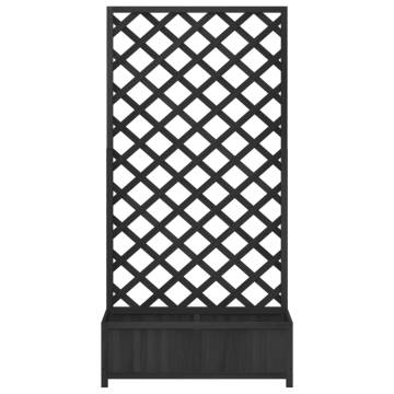 Black Solid Wood Fir Planter with Trellis | HipoMarket UK