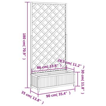 Black Solid Wood Fir Planter with Trellis | HipoMarket UK