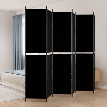 6-Panel Black Room Divider - Durable & Versatile - 300x220 cm